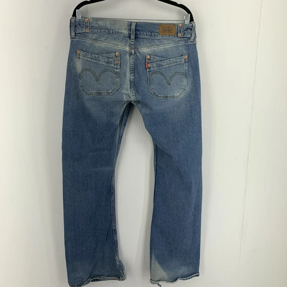 Vintage Y2K Jr 13 36X31 Mid Rise Jeans Wide Leg‎ Grunge Hippie Boho Destroyed